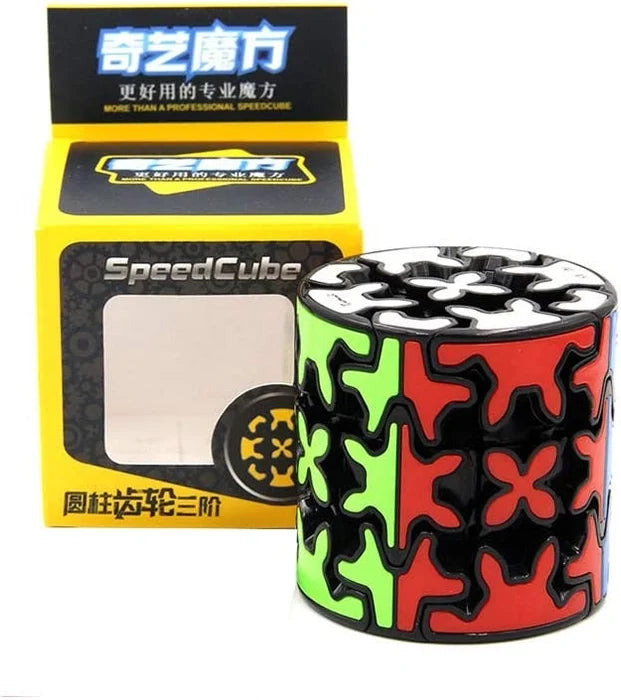 QiYi Original Gear Cylinder Speed Cube – Smooth Mechanical 3D Puzzle Toy for Kids & Adults