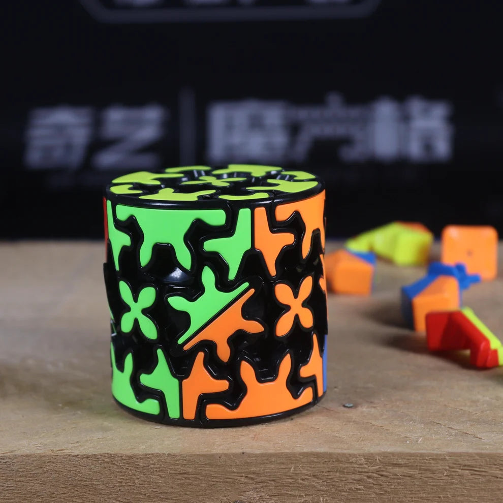 QiYi Original Gear Cylinder Speed Cube – Smooth Mechanical 3D Puzzle Toy for Kids & Adults